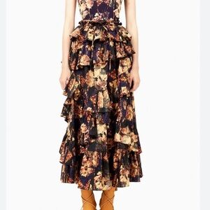 Ulla Johnson Cornelia Skirt - Black/Navy floral - Size 6